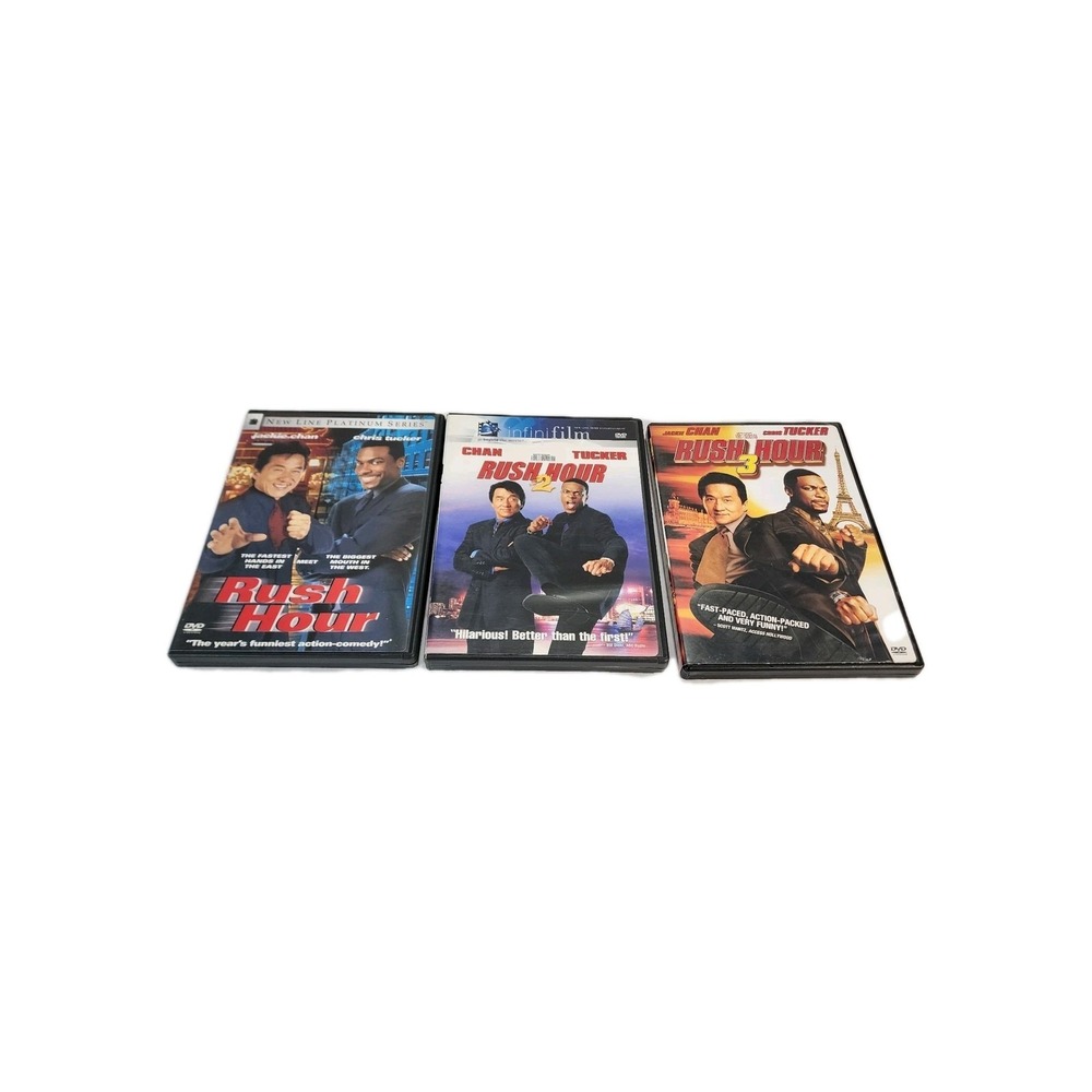 RUSH HOUR 1 2 3 DVD's  Featuring Jackie Chan and Chris Tucker